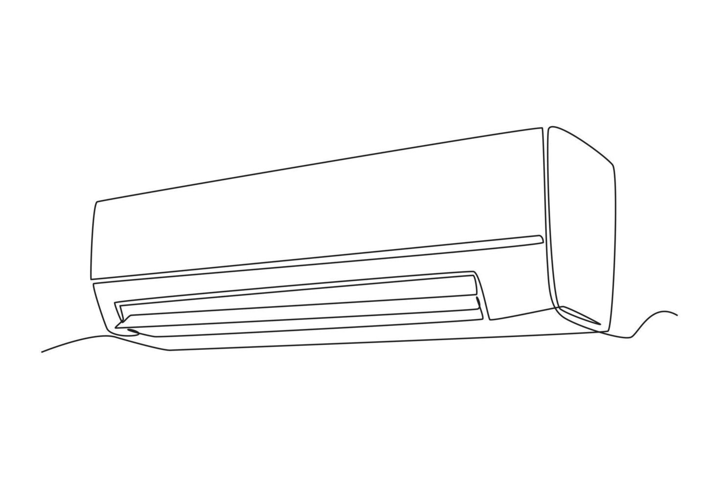 Single one line drawing  air conditioner installation on the wall. Electricity home appliance concept. Continuous line draw design graphic vector illustration.