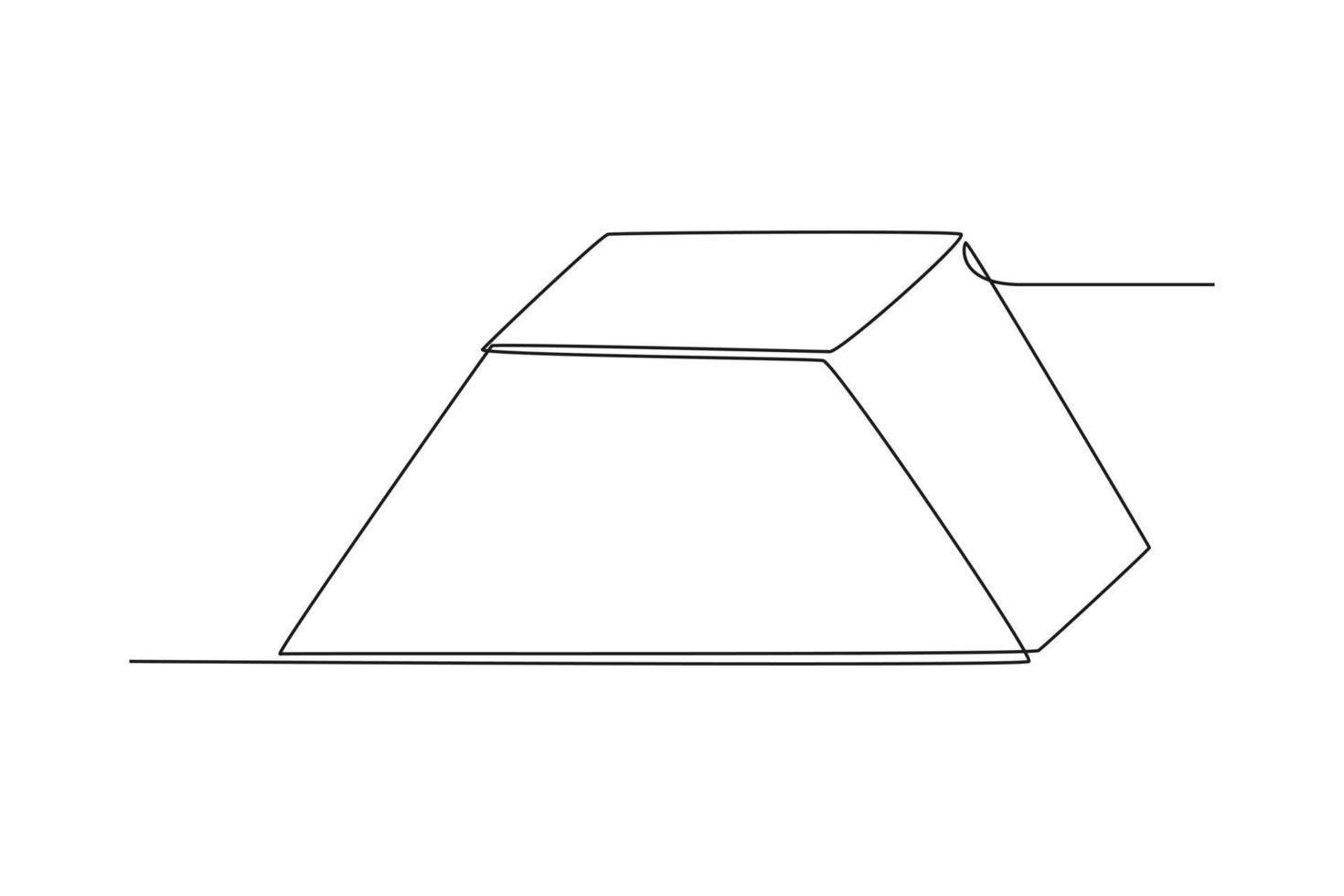 Single one line drawing trapezoidal prism. Geometric shapes concept. Continuous line draw design graphic vector illustration.
