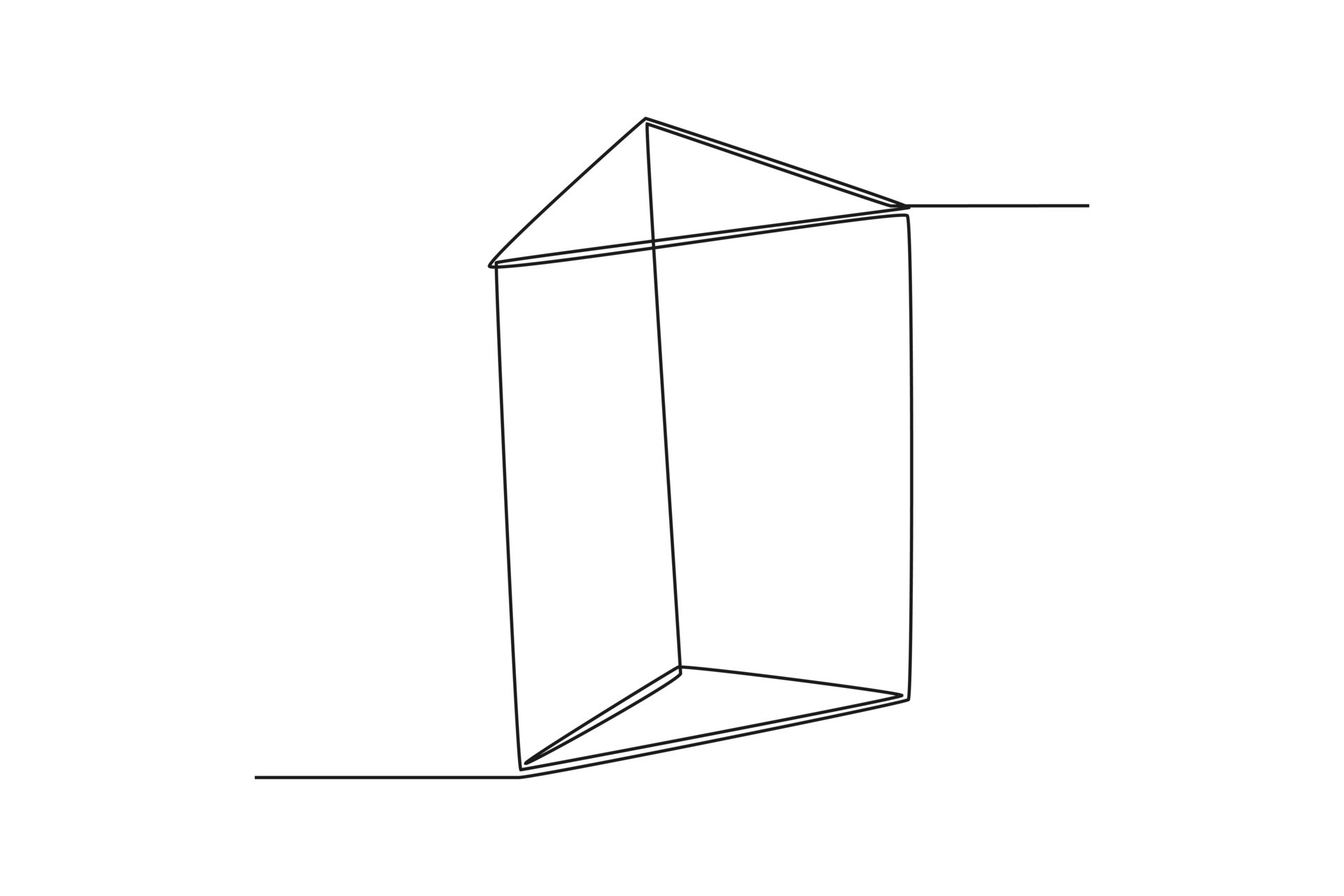 soltero uno línea dibujo triangular prisma. geométrico formas concepto. continuo línea dibujar