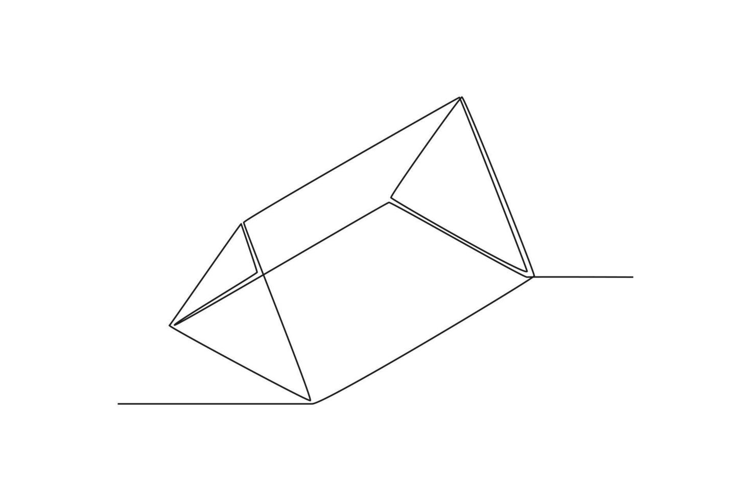 Single one line drawing triangular prism. Geometric shapes concept. Continuous line draw design graphic vector illustration.