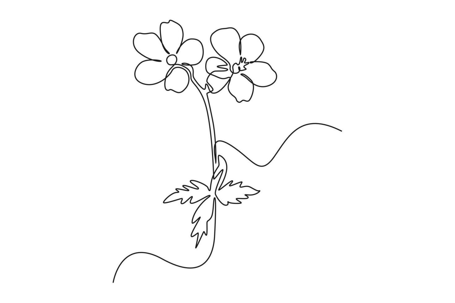 Single one line drawing geranium flower. Beautiful flower concept. Continuous line draw design graphic vector illustration.