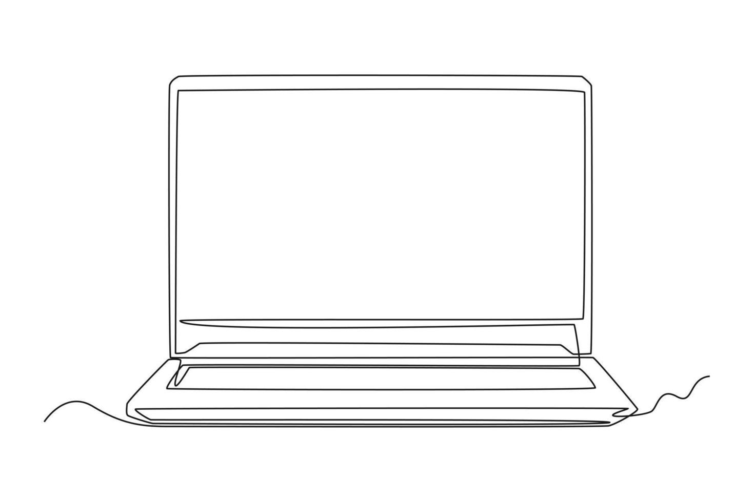 Continuous one line drawing laptop. Video shooting tools concept. Single line draw design vector graphic illustration.