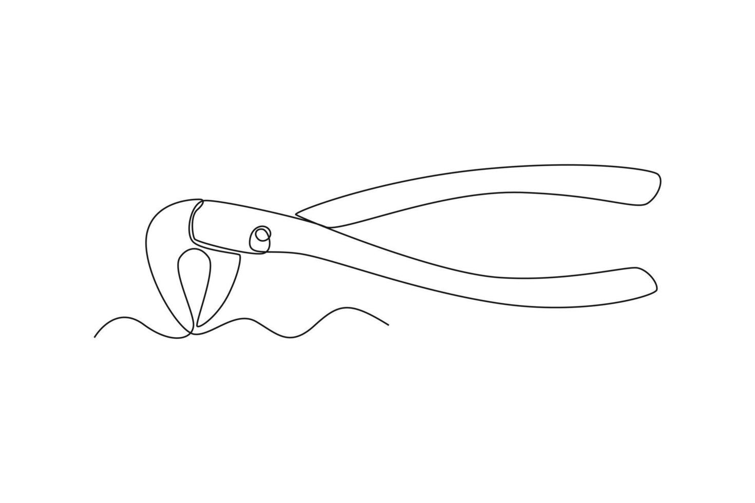 Continuous one line drawing Dental pliers. Dental health concept. Single line draw design vector graphic illustration.