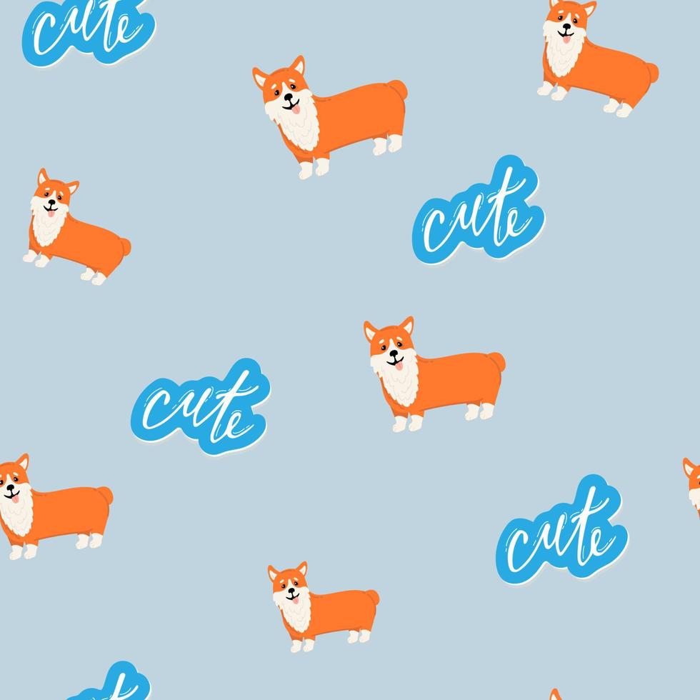 Seamless vector pattern with cute corgi. Dogs background. Good for printing on textiles, wrapping paper, wallpapers.