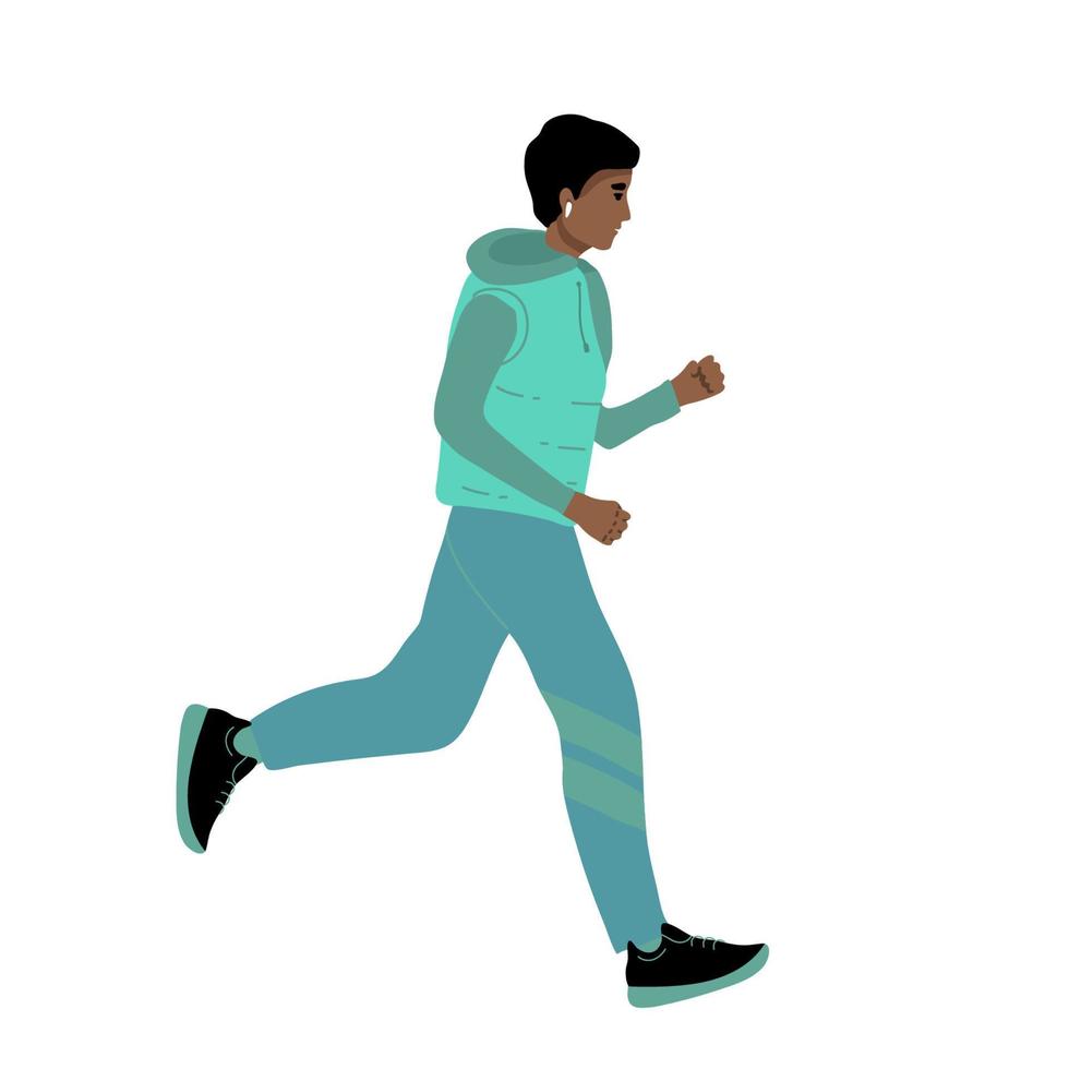 corriendo deportivo hombre en chaqueta, calentar ropa carreras en contra antecedentes de invierno paisaje. joven niña va en para Deportes. mano dibujado estilo vector diseño ilustraciones. dibujos animados. corriendo en invierno,