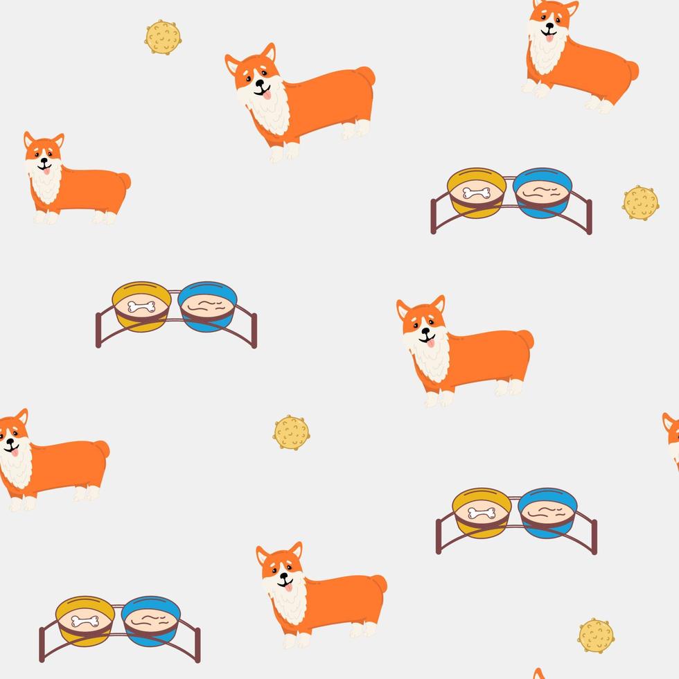 Seamless vector pattern with cute corgi. Dogs background. Good for printing on textiles, wrapping paper, wallpapers.