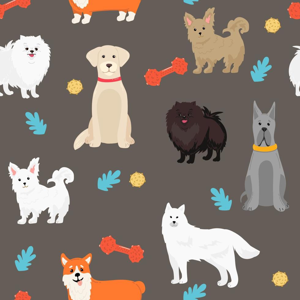 seamless pattern with funny creative dogs. Trendy vector background. Perfect for kids apparel,fabric, textile, nursery decoration,wrapping paper.