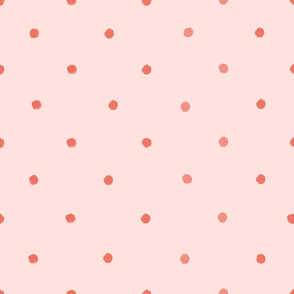 Vector seamless pattern with hand drawn pink watercolor polka dots. Isolated on white. Clipping paths included