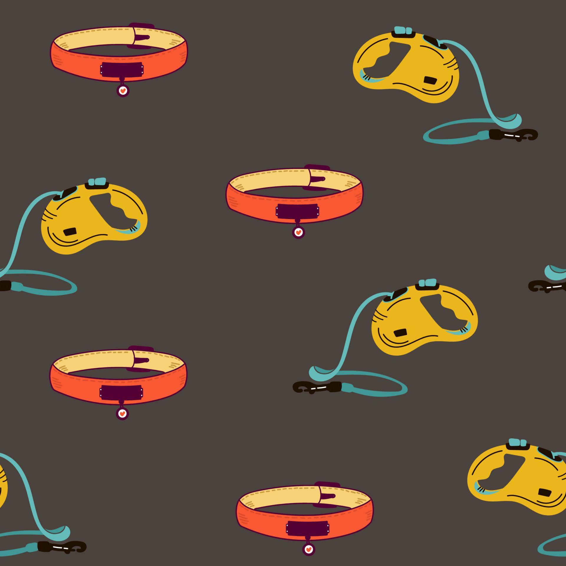 Seamless pattern with hand drawn dogs items. Animals pattern. Dogs