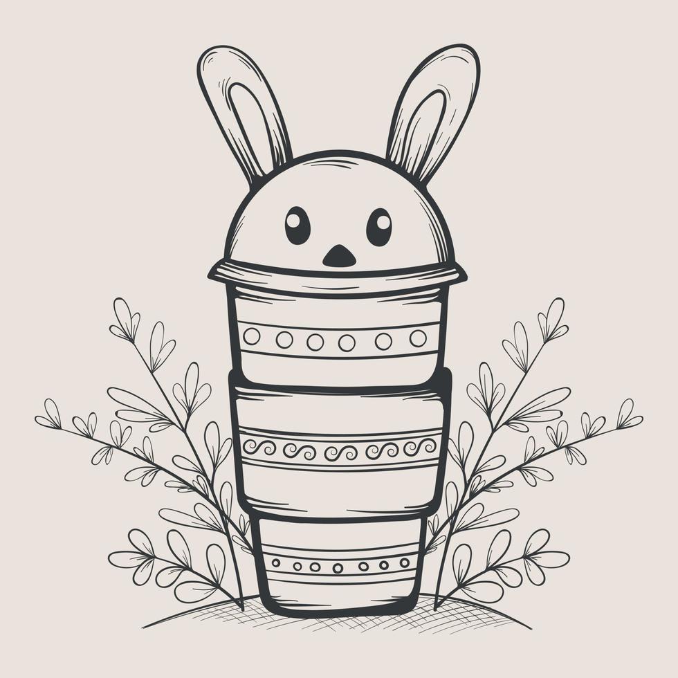 Easter Vector Illustration with Coffee Cup