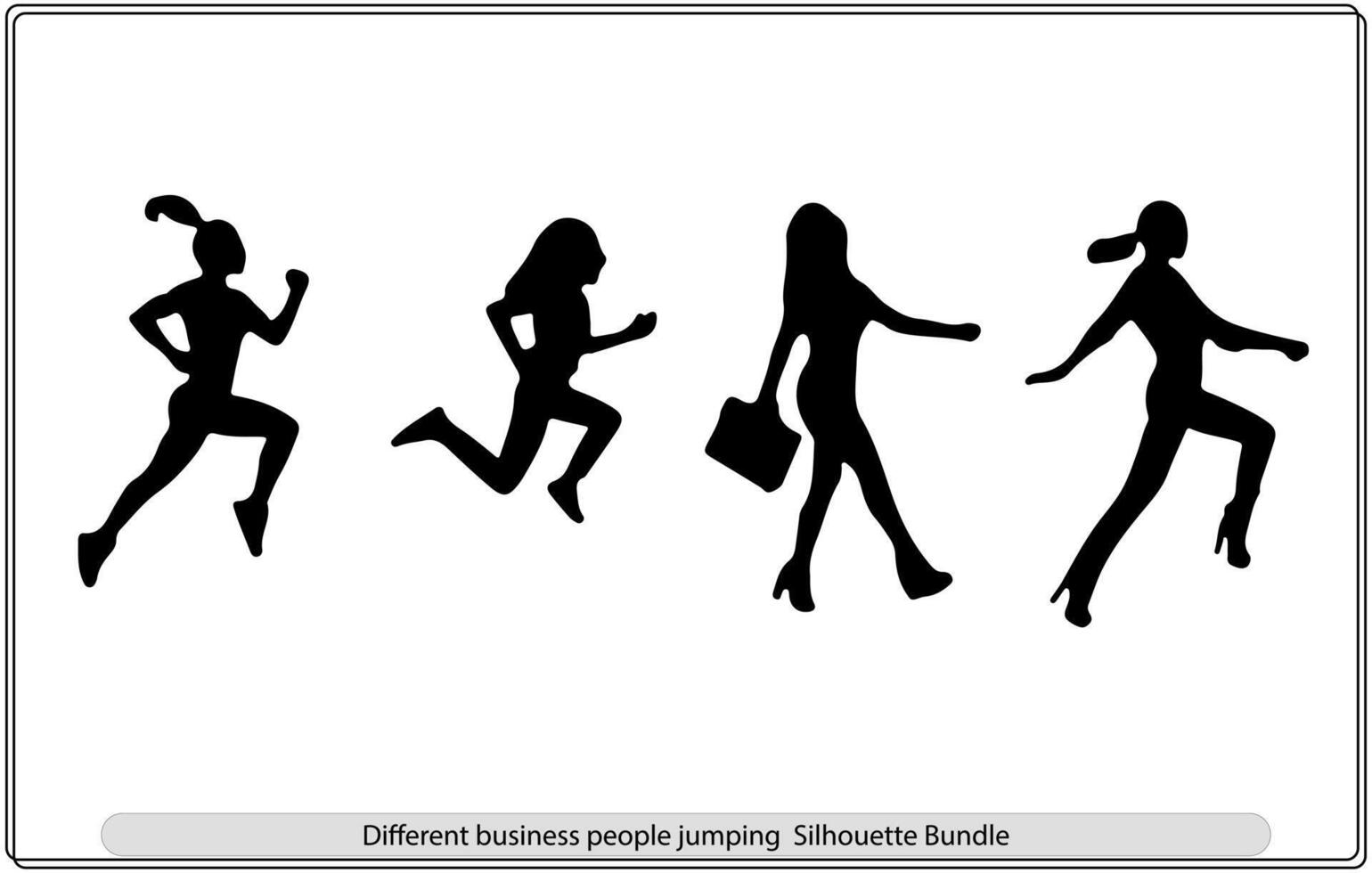 Different business people jumping silhouette vector