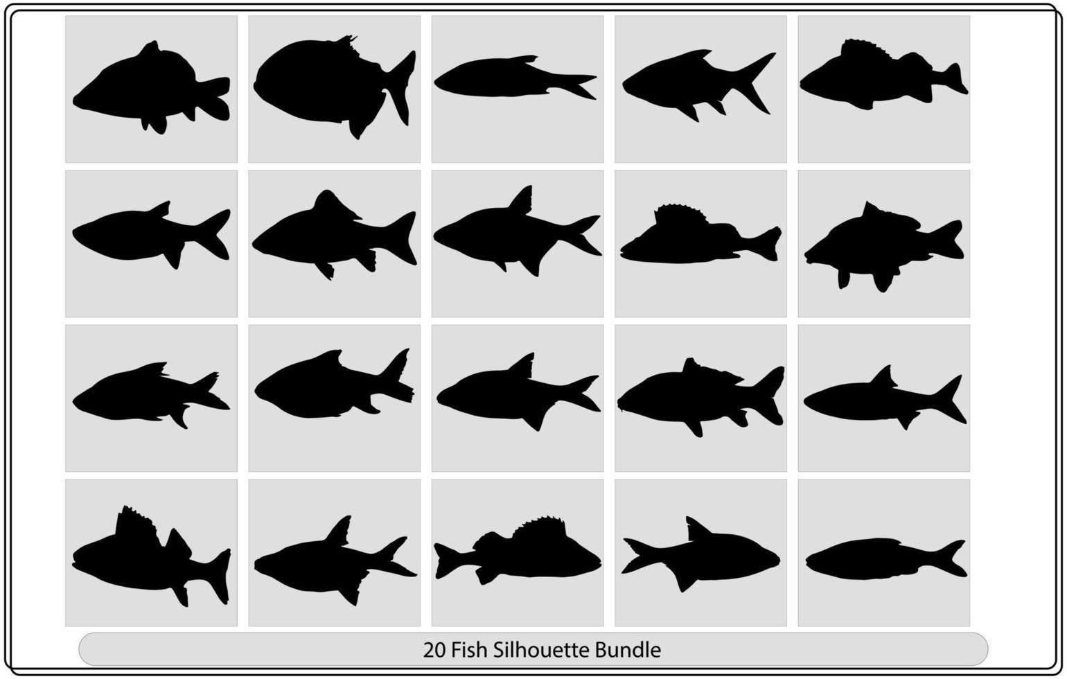 Set of fishes silhouettes,Fish vector Icon. Sea Food illustration symbol. Farm Element logo