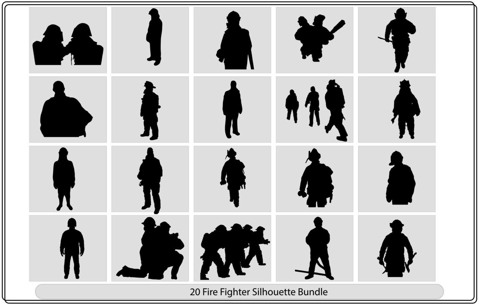 Silhouette of a fire fighter in protective gear. Vector illustration