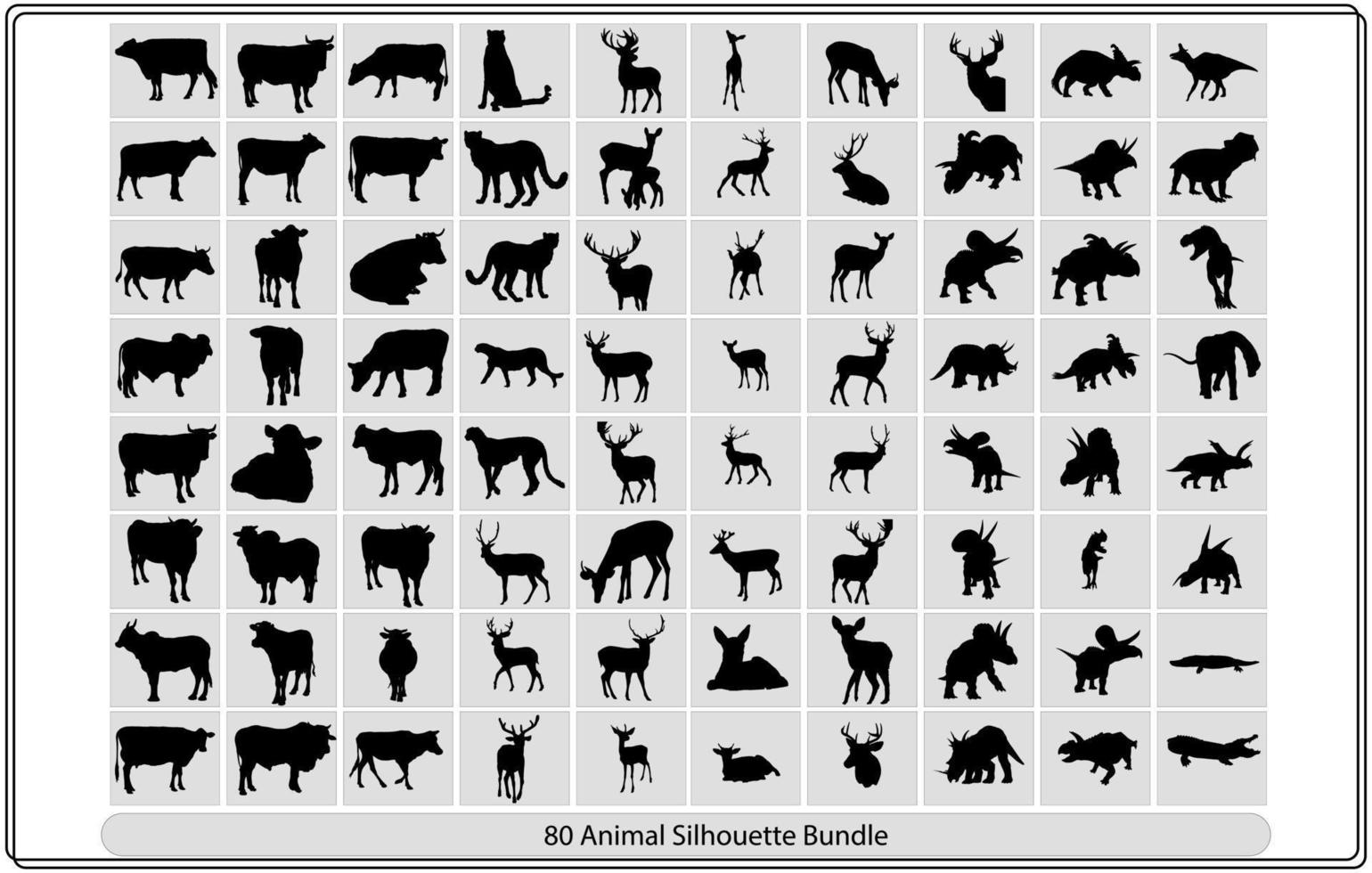 Collection of animal silhouettes on a white background vector