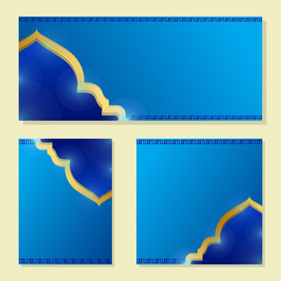 Set of Blue Islamic Banner Background vector