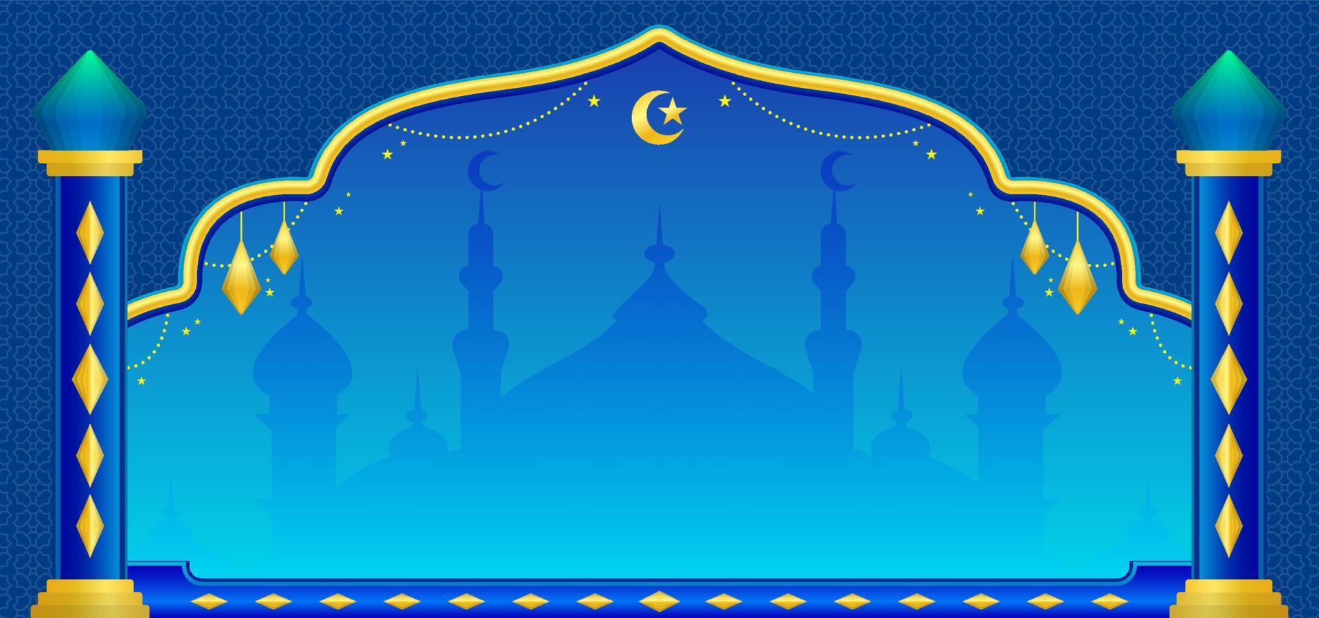 Blue Islamic Banner Background Template vector