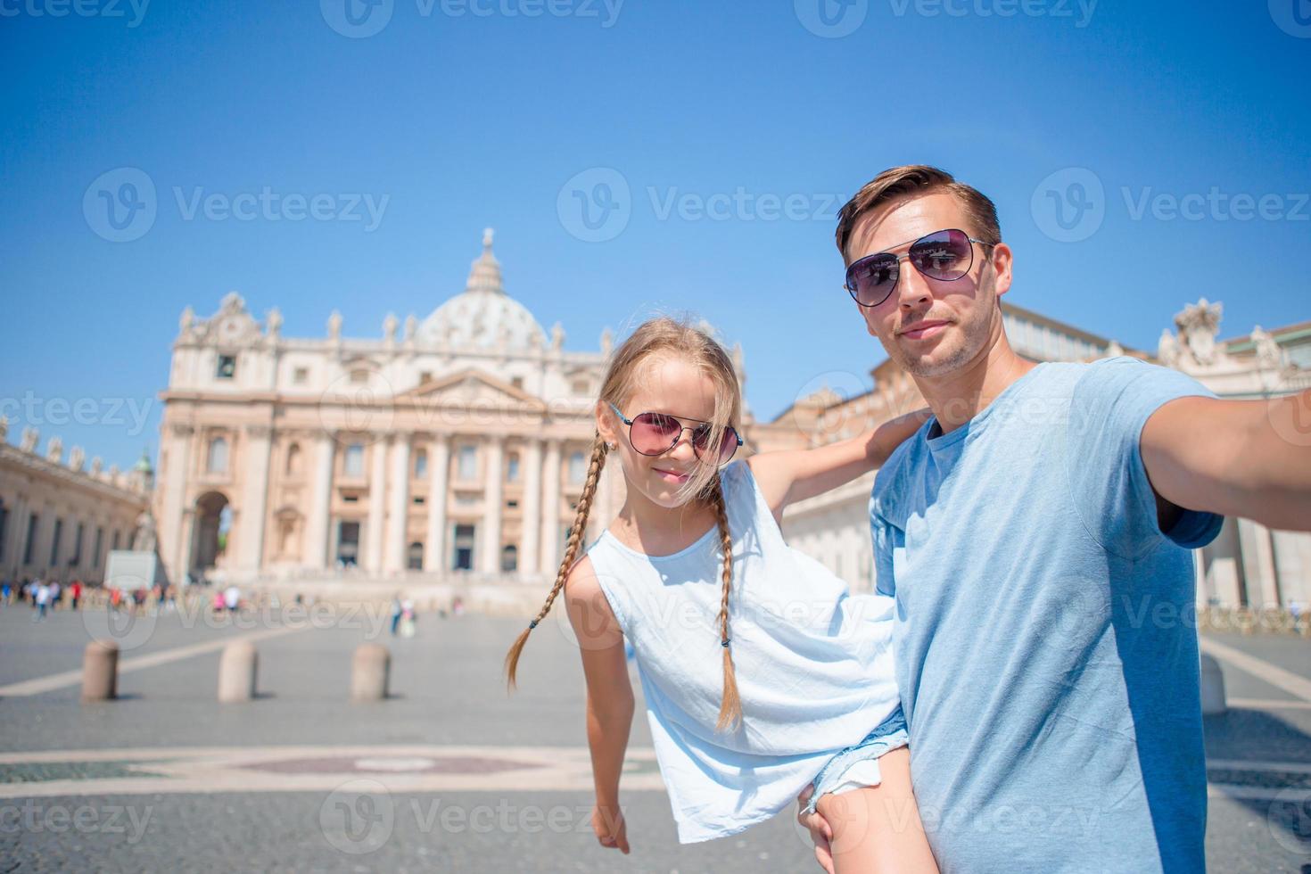 Father and daughter on a summer trip photo