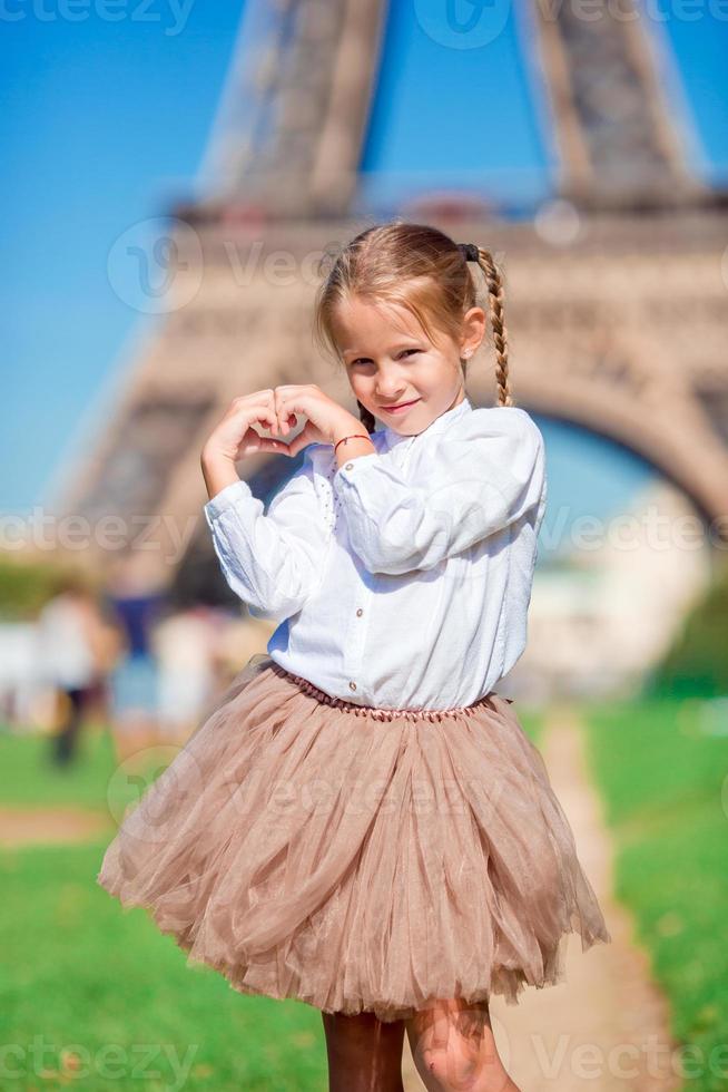 Little girl having fun in the city photo