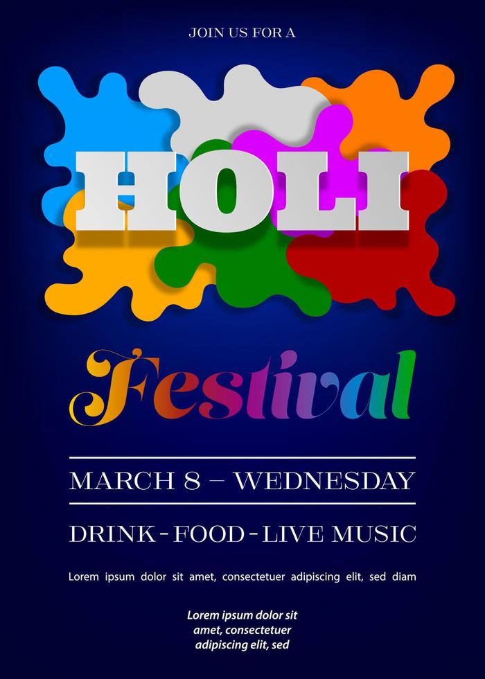 holi festival poster. indian festival of colors flyer vector