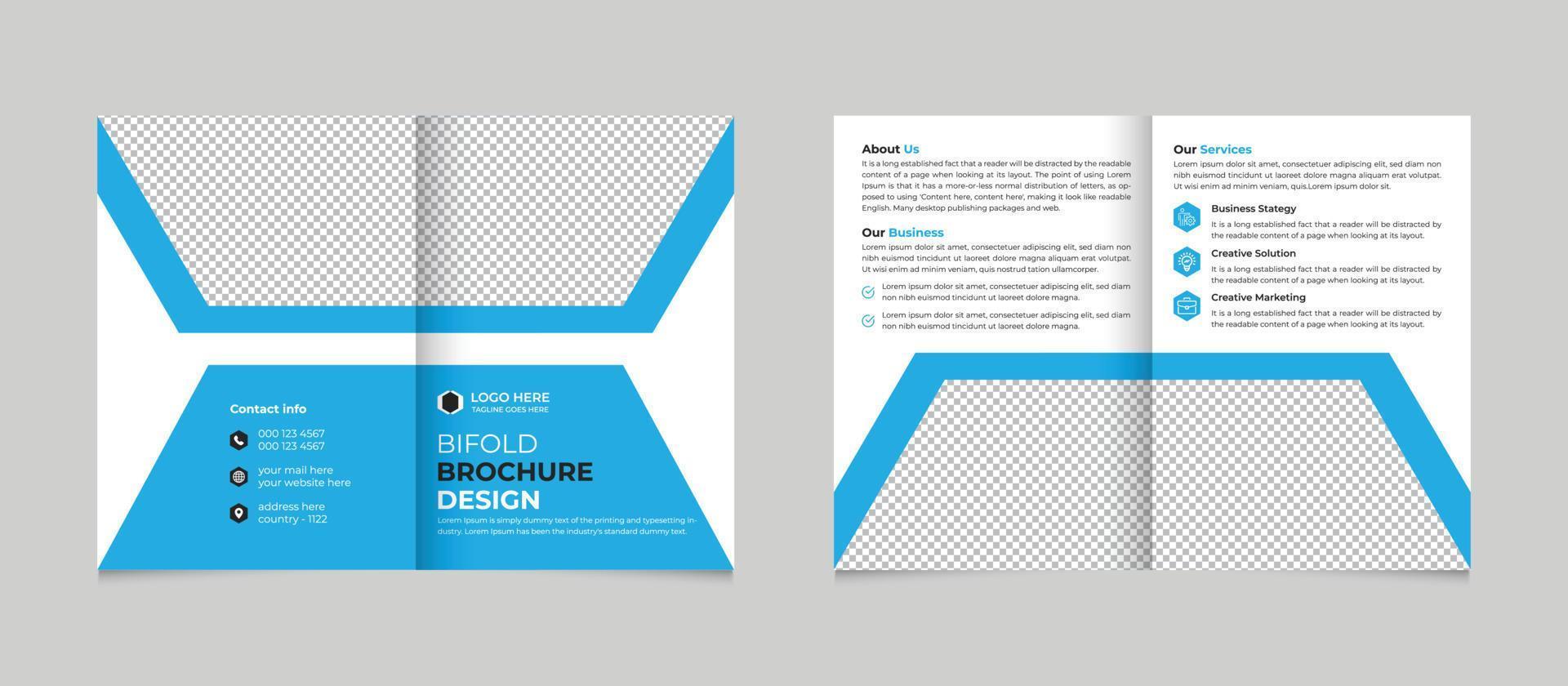 Corporate business bifold brochure design and company marketing template Free Vector