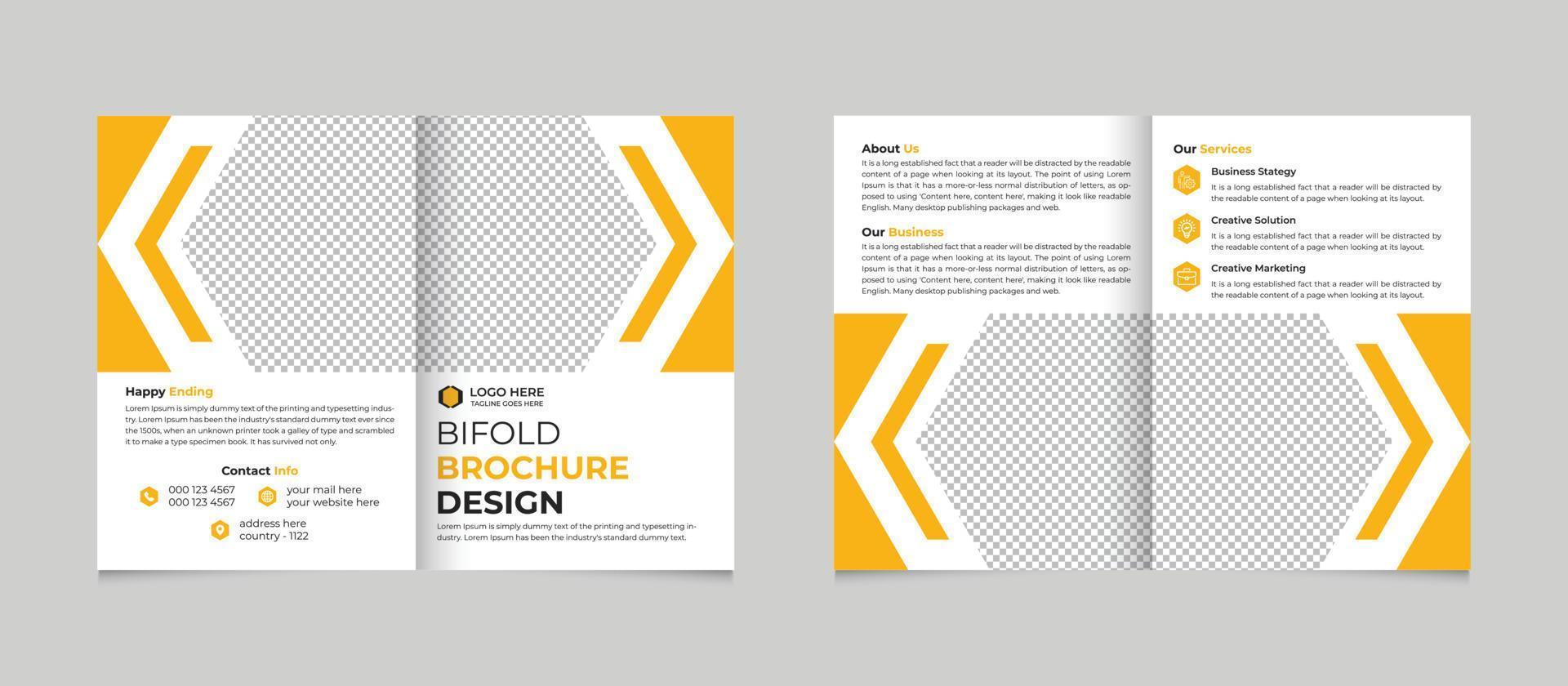 Corporate Business Bifold Brochure Template Design Free Vector