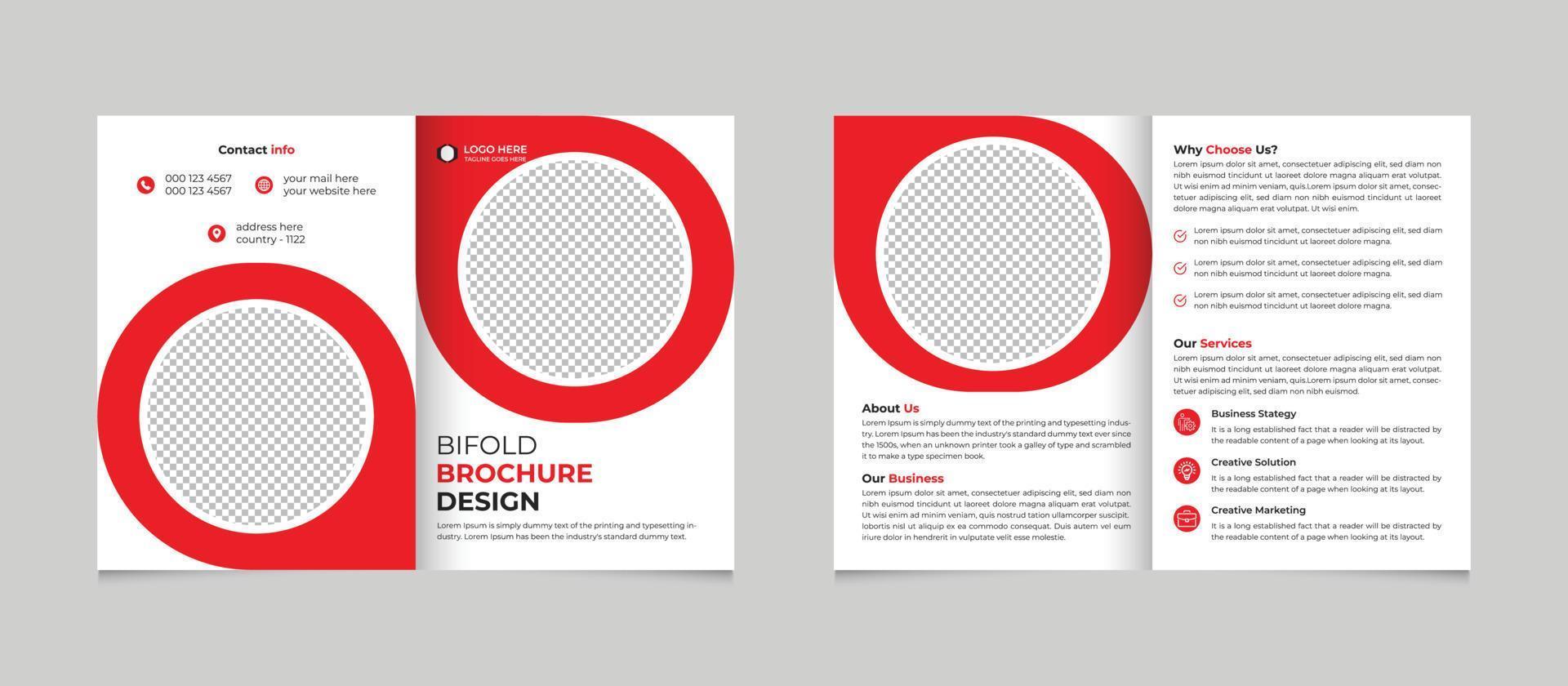 Modern corporate business bifold brochure template design Free Vector