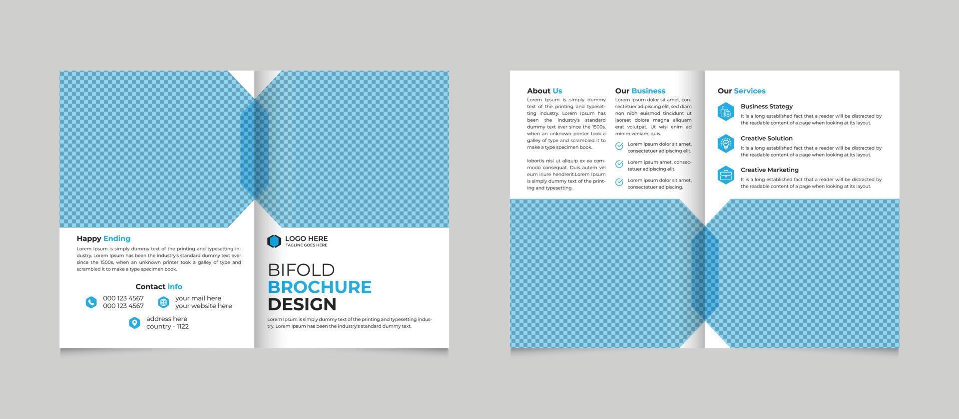 Corporate business bifold brochure template layout design and modern bifold brochure template Free Vector