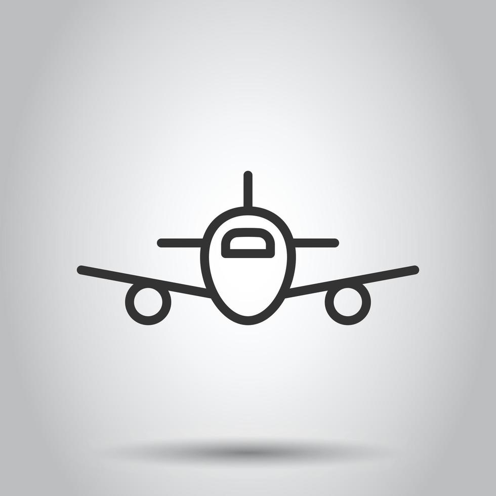 Plane icon in flat style. Airplane vector illustration on white isolated background. Flight airliner business concept.