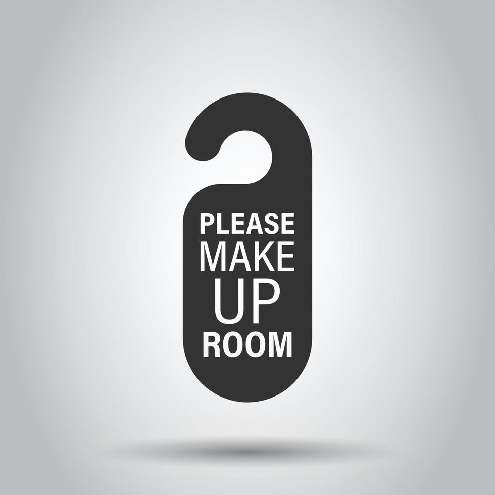 Make up room hotel sign icon in flat style. Inn vector illustration on white isolated background. Hostel clean business concept.