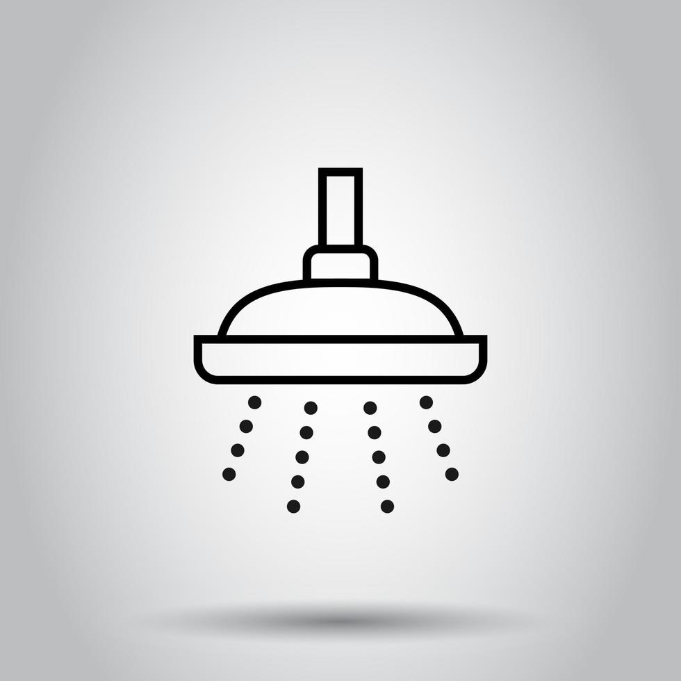 Shower sign icon in flat style. Bathroom water device vector illustration on isolated background. Wash business concept.