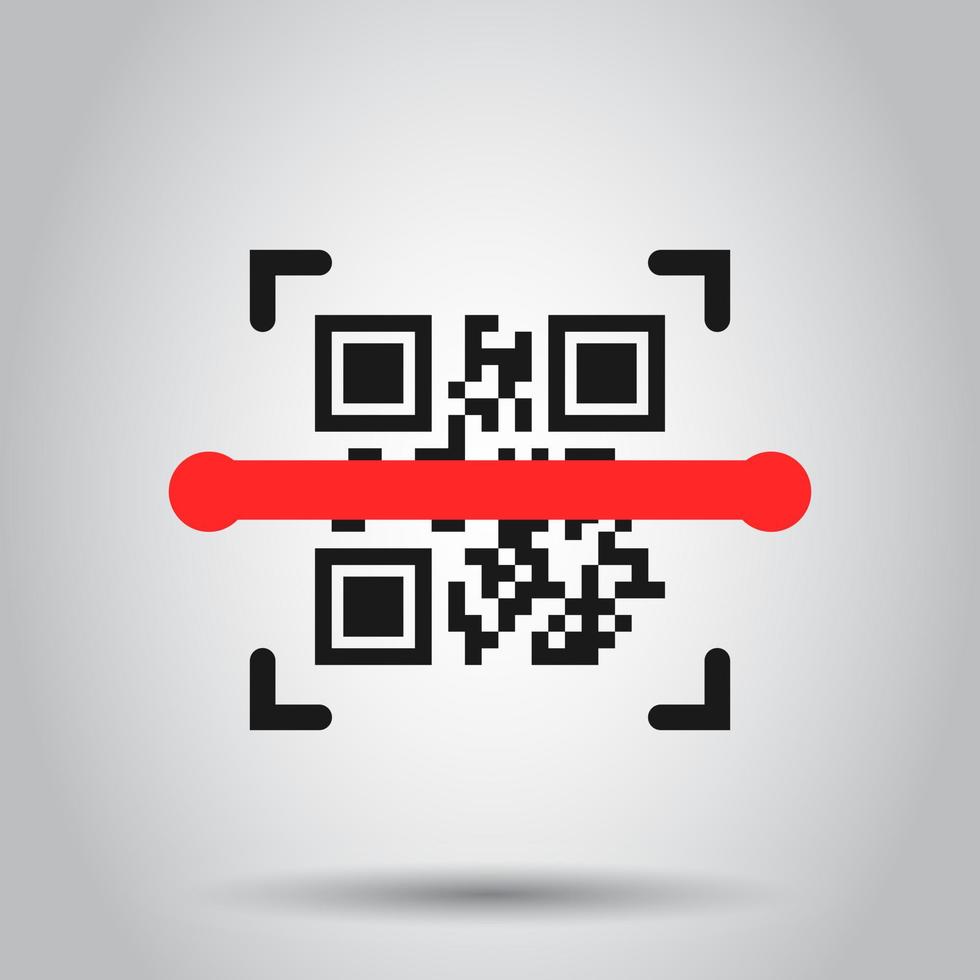 Qr code scan icon in flat style. Scanner id vector illustration on isolated background. Barcode business concept.