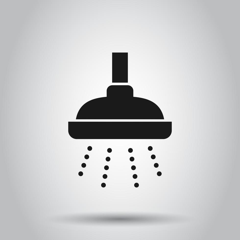 Shower sign icon in flat style. Bathroom water device vector illustration on isolated background. Wash business concept.