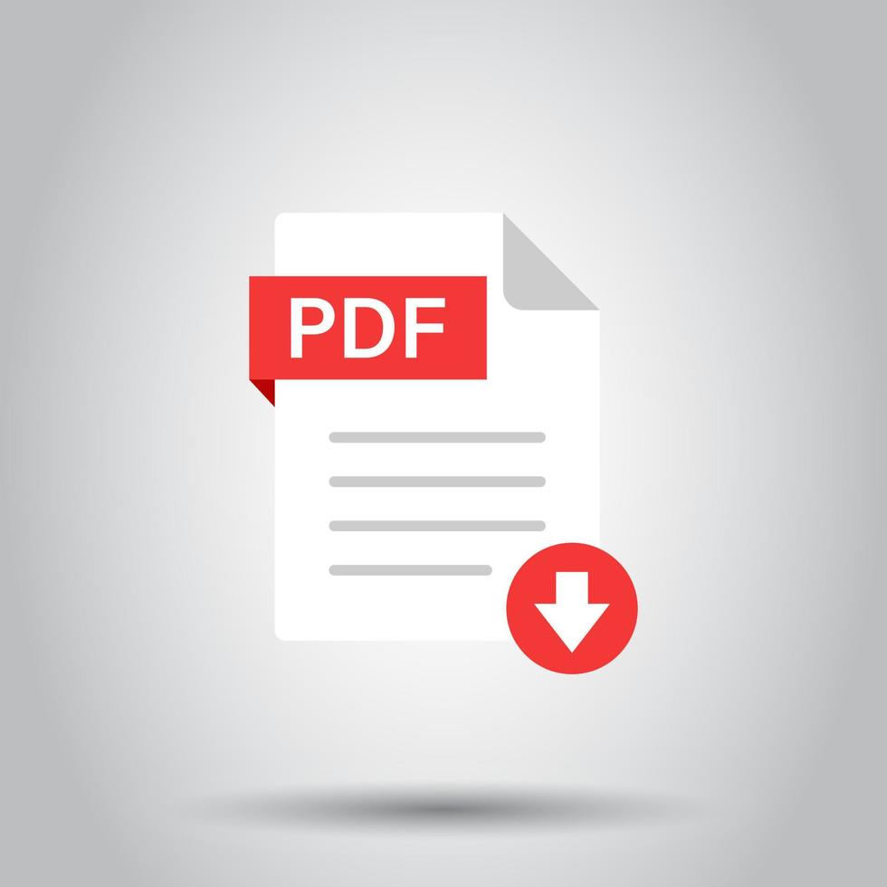 Pdf icon in flat style. Document text vector illustration on isolated background. Archive business concept.