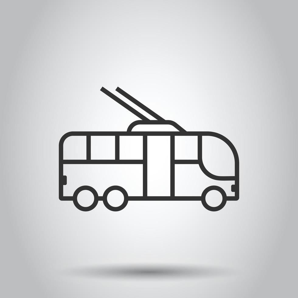 icono de trolebús en estilo plano. trolebús vector ilustración sobre fondo blanco aislado. concepto de negocio de vehículos autobus.