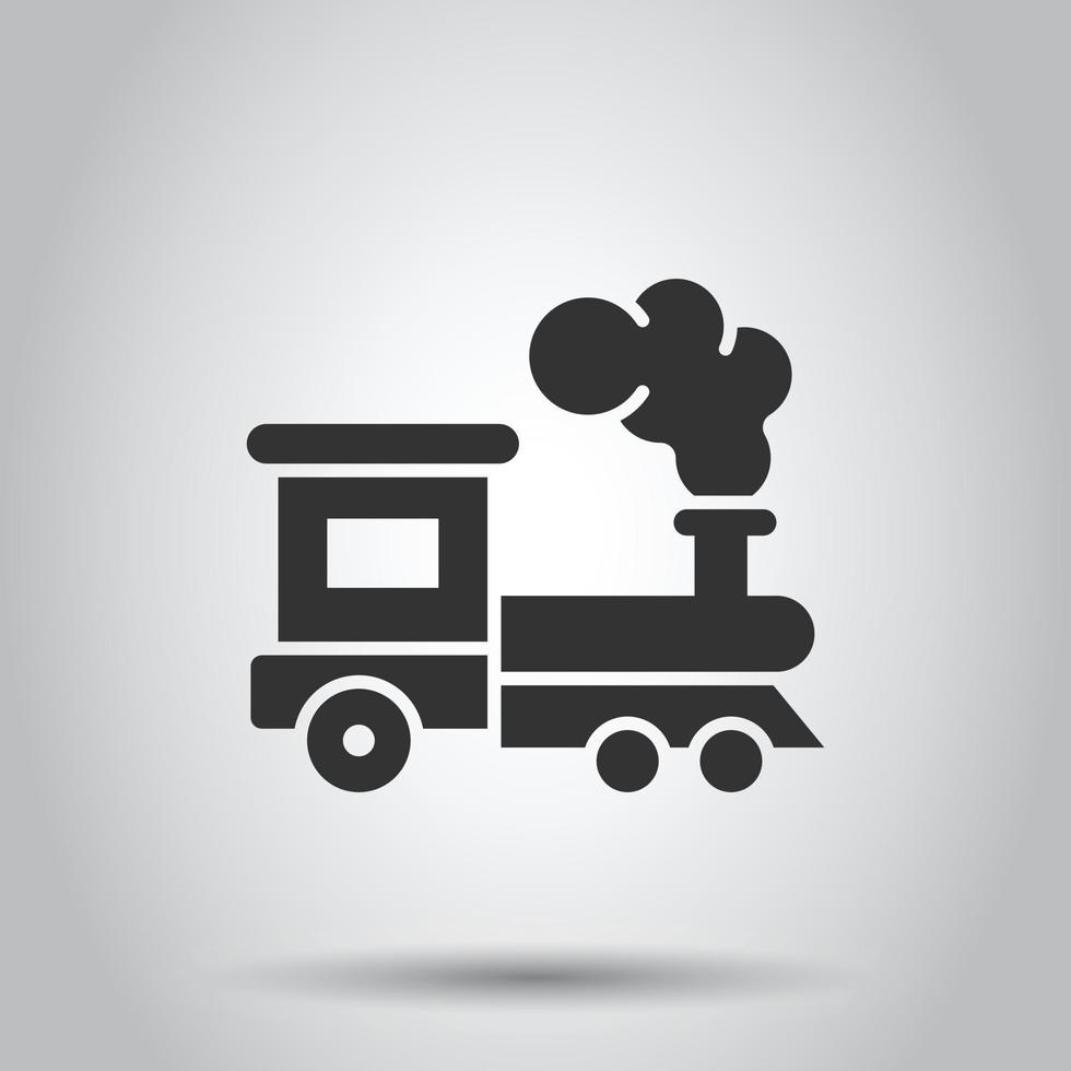 Metro icon in flat style. Train subway vector illustration on white isolated background. Railroad cargo business concept.