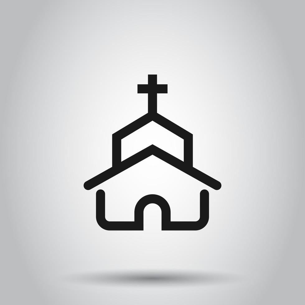 Church icon in flat style. Chapel vector illustration on isolated background. Religious building business concept.