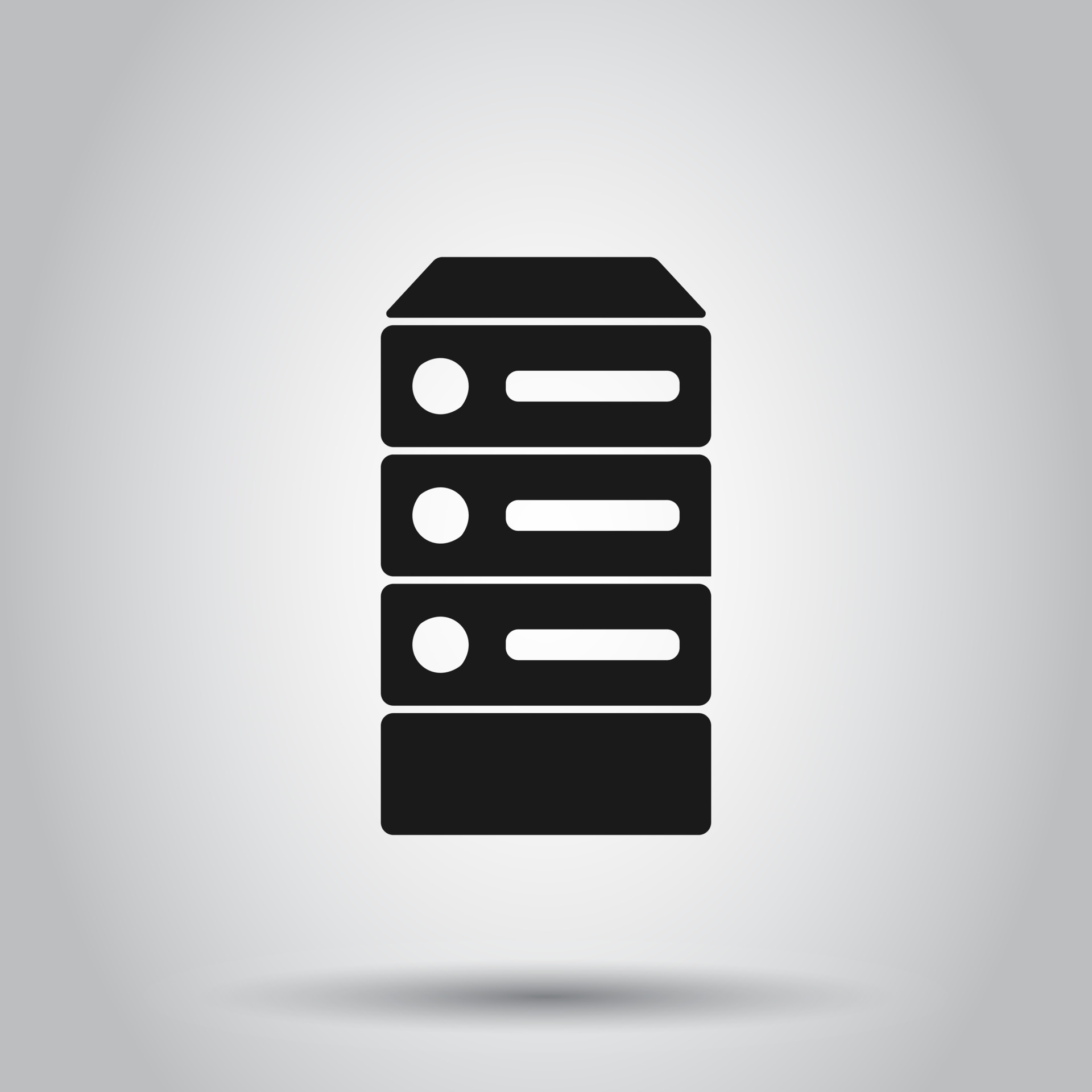 Data center icon in flat style. Server vector illustration on isolated ...