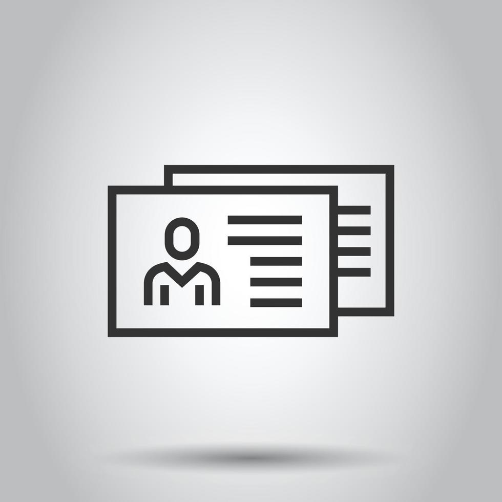 Resume icon in flat style. Contract document vector illustration on white isolated background. Paper notepad business concept.