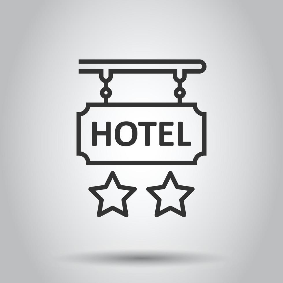 icono de signo de hotel 2 estrellas en estilo plano. posada ilustración vectorial sobre fondo blanco aislado. concepto de negocio de información de habitación de albergue. vector