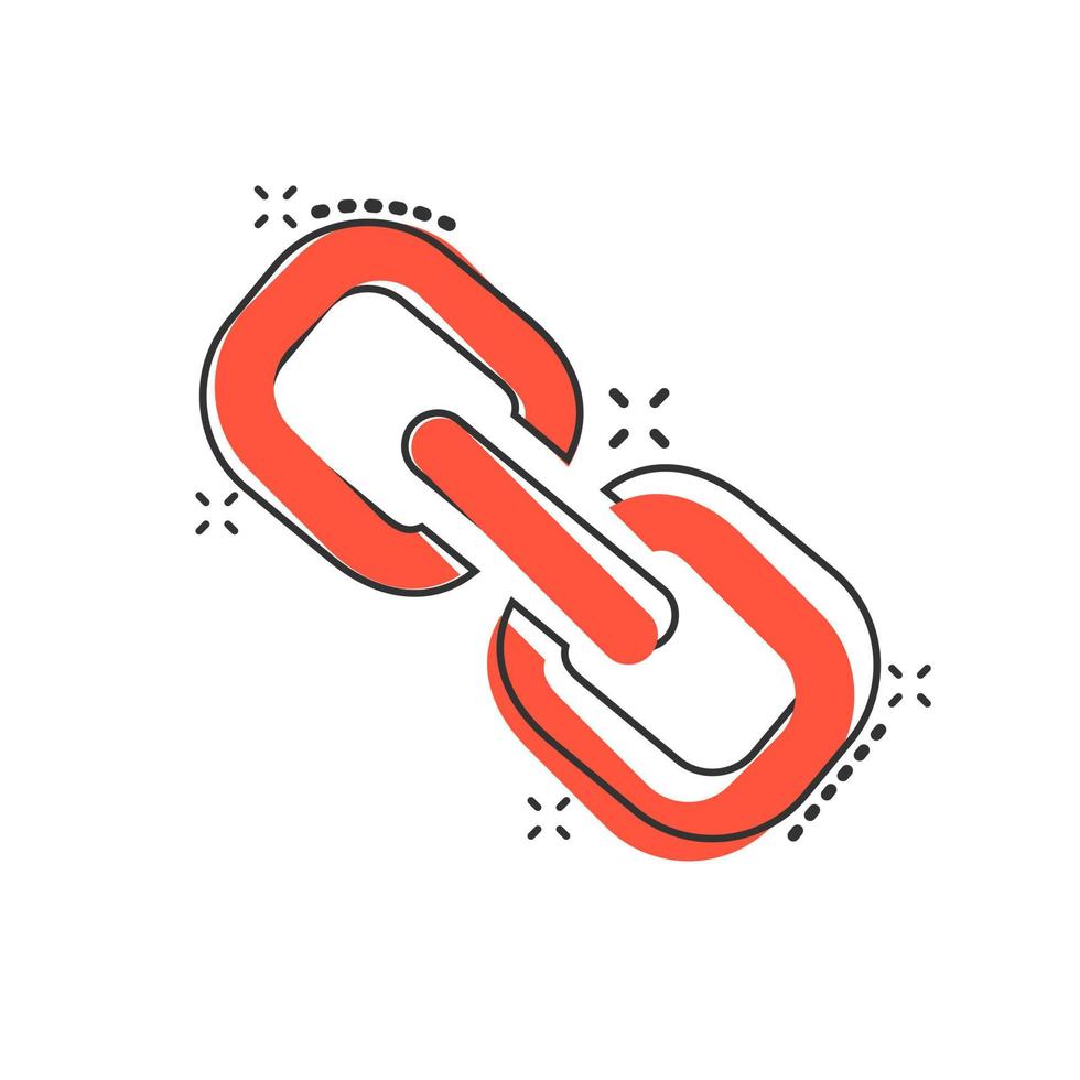 Chain sign icon in comic style. Link vector cartoon illustration on