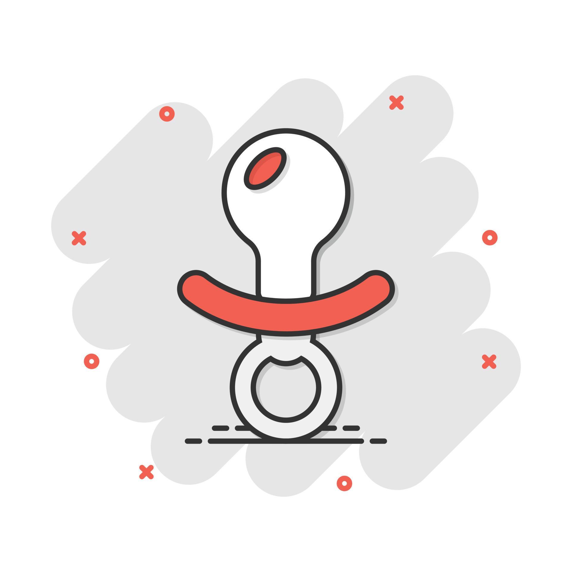 Vector cartoon baby pacifier icon in comic style. Child toy nipple sign