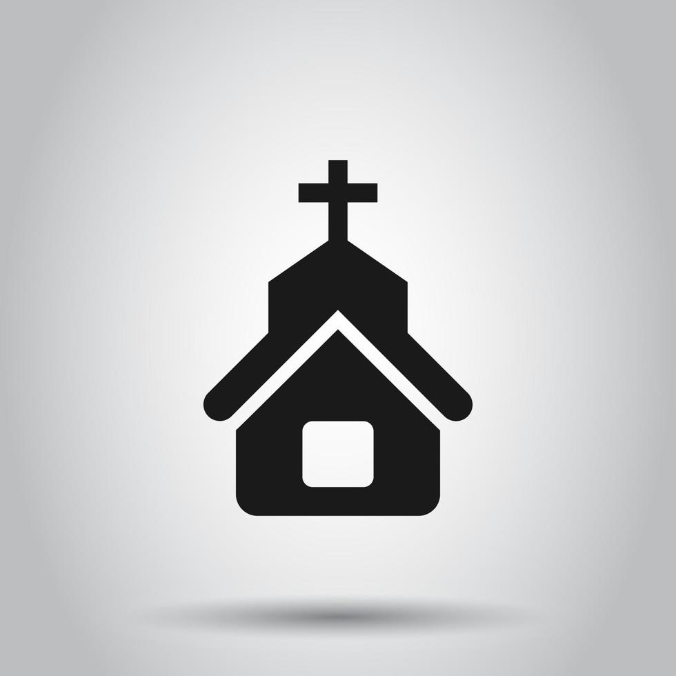 Church icon in flat style. Chapel vector illustration on isolated background. Religious building business concept.