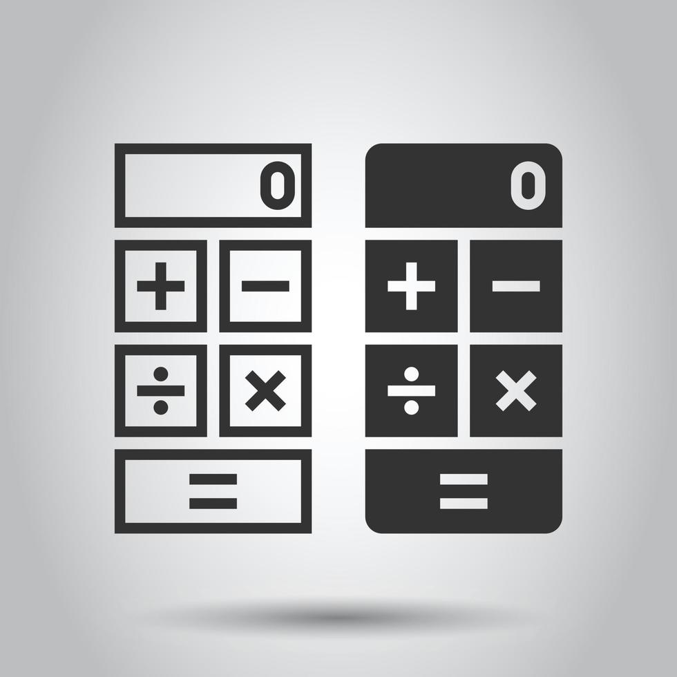 Calculator icon in flat style. Calculate vector illustration on white isolated background. Calculation business concept.