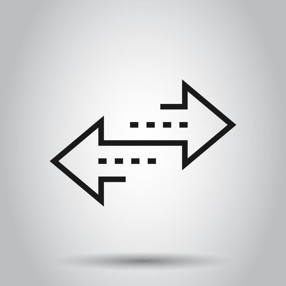 Reverse arrow sign icon in flat style. Refresh vector illustration on white background. Reload business concept.