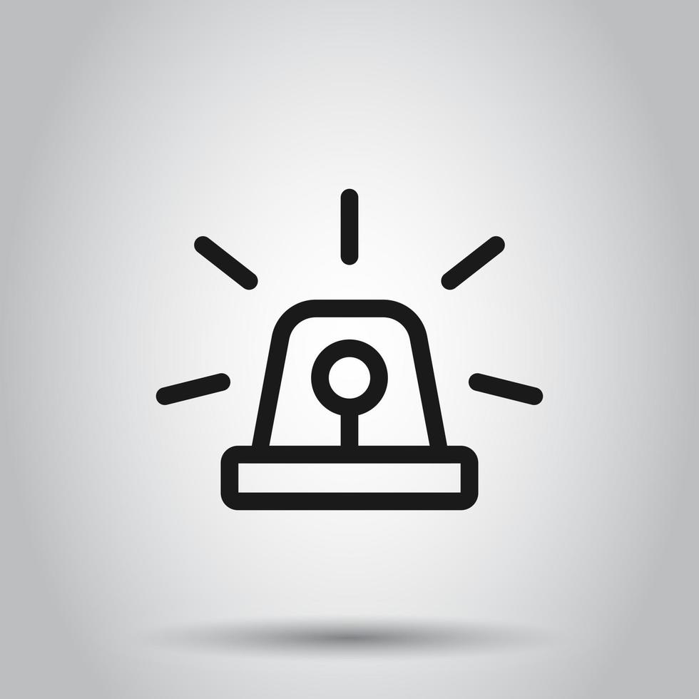 Emergency siren icon in flat style. Police alarm vector illustration on isolated background. Medical alert business concept.