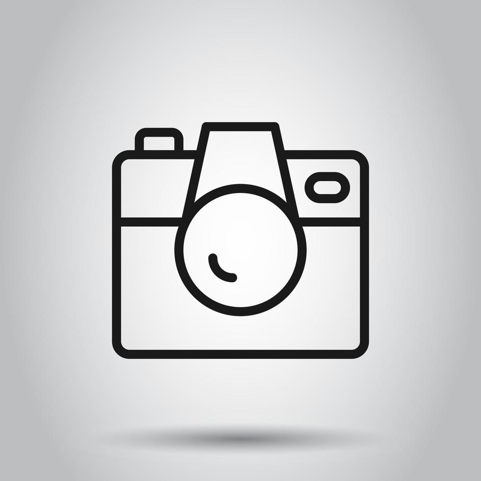 Camera device sign icon in flat style. Photography vector illustration on isolated background. Cam equipment business concept.
