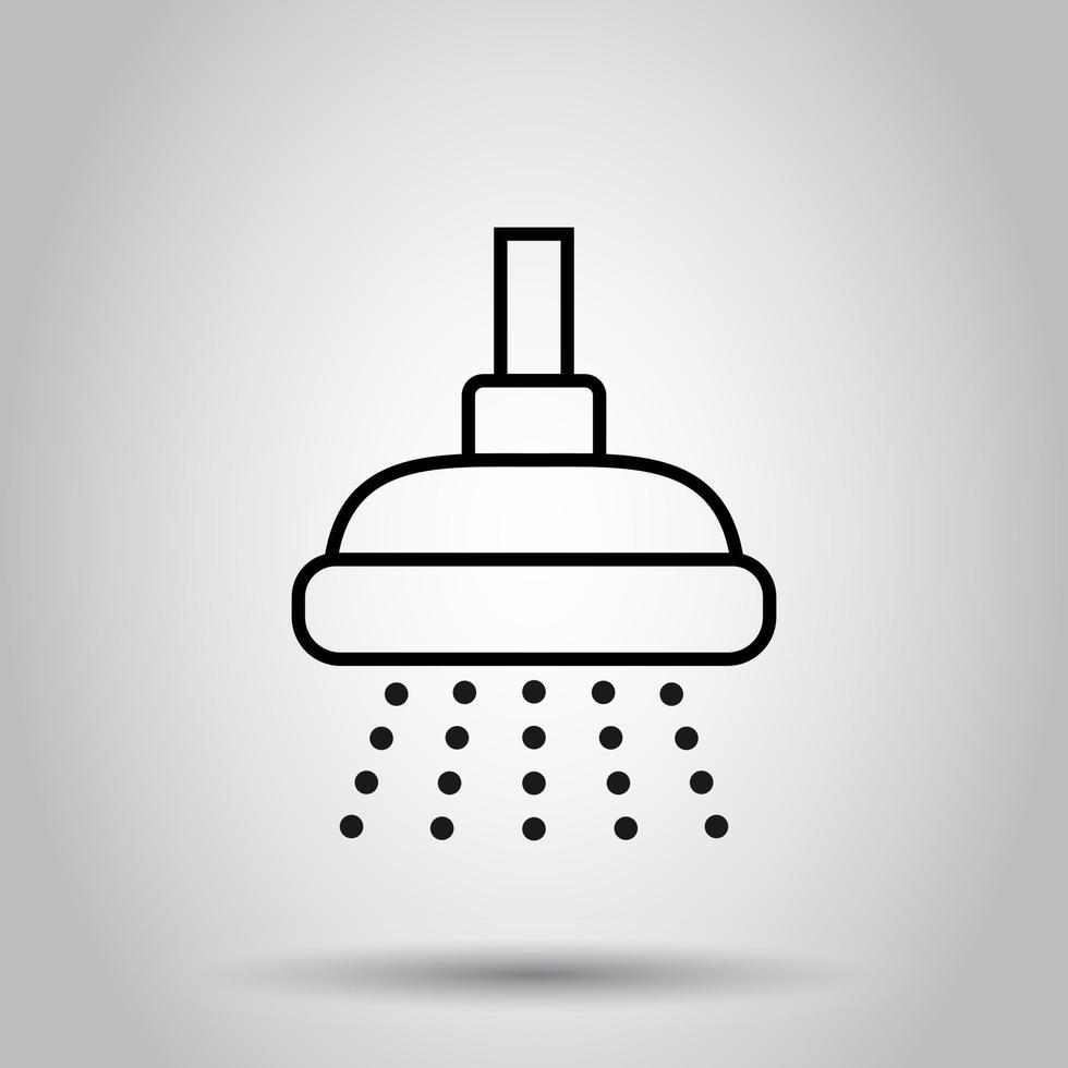 Shower sign icon in flat style. Bathroom water device vector illustration on isolated background. Wash business concept.