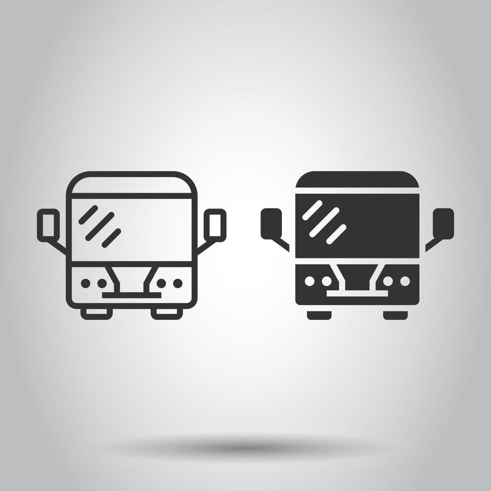Bus icon in flat style. Coach vector illustration on white isolated background. Autobus vehicle business concept.