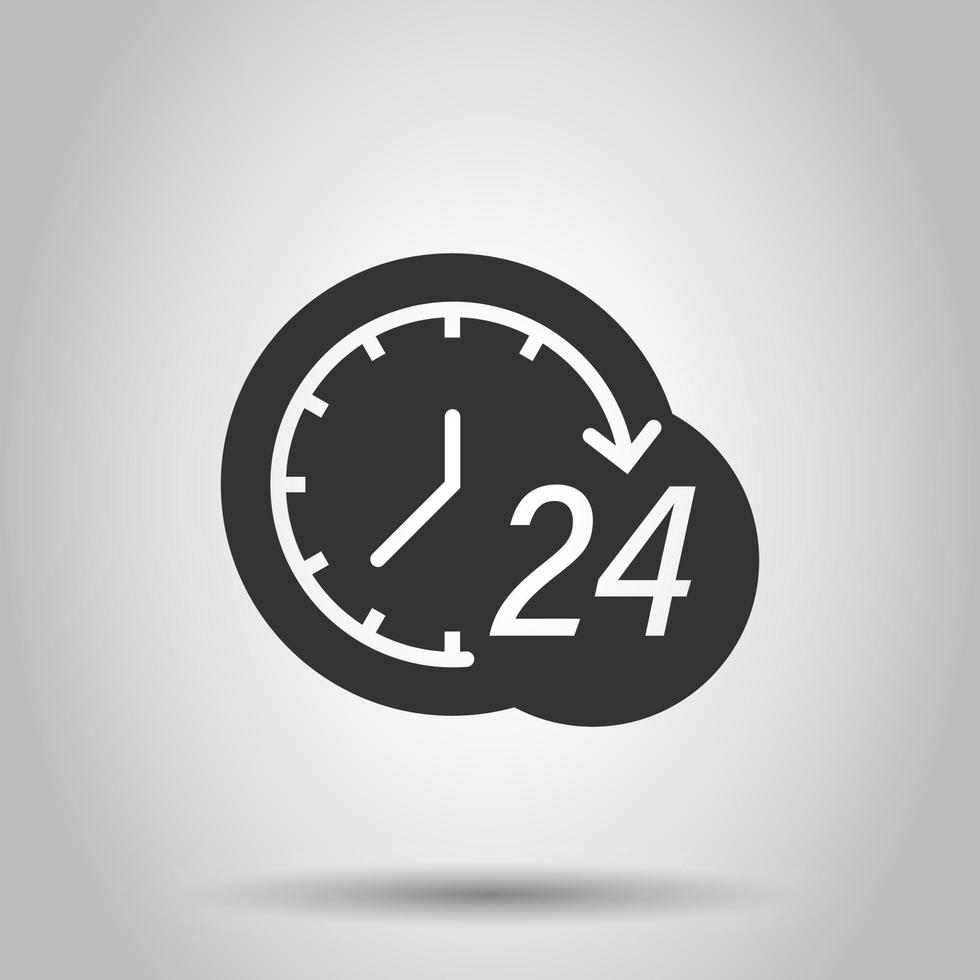 Clock icon in flat style. Watch vector illustration on white isolated background. Timer business concept.