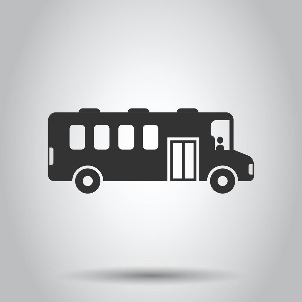 Bus icon in flat style. Coach vector illustration on white isolated background. Autobus vehicle business concept.